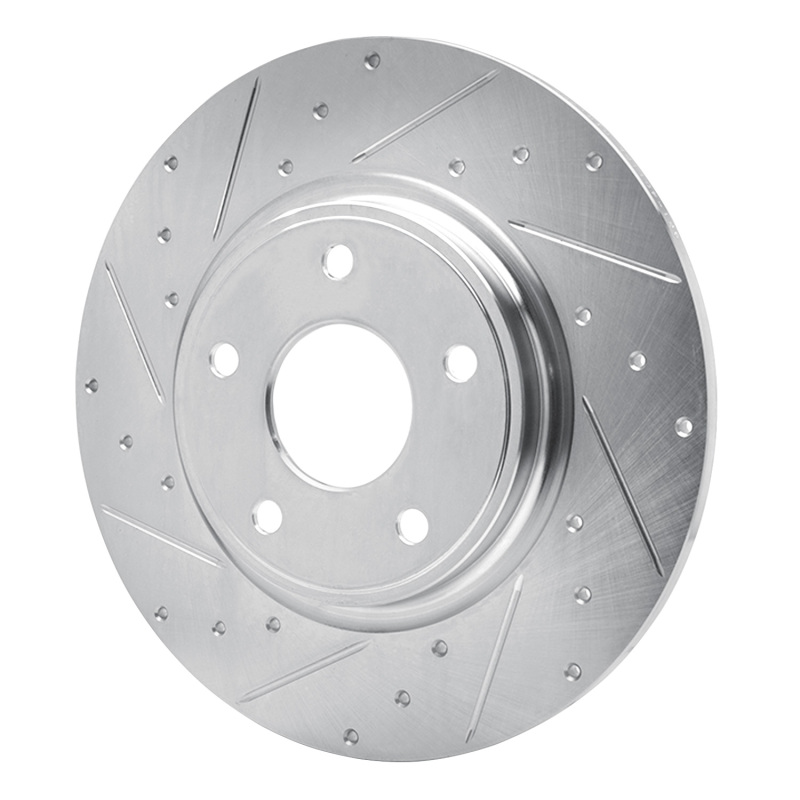 Chrysler Town & Country Brake Rotor (1) - Rear Left - R1 Concepts - Drilled & Slotted - Silver - `12-`20